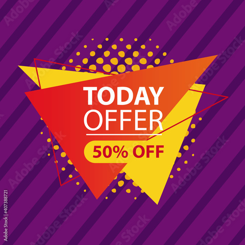 today offer fifty off in label vector design