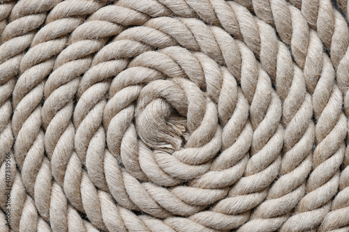 Navy rope folded in circle top view