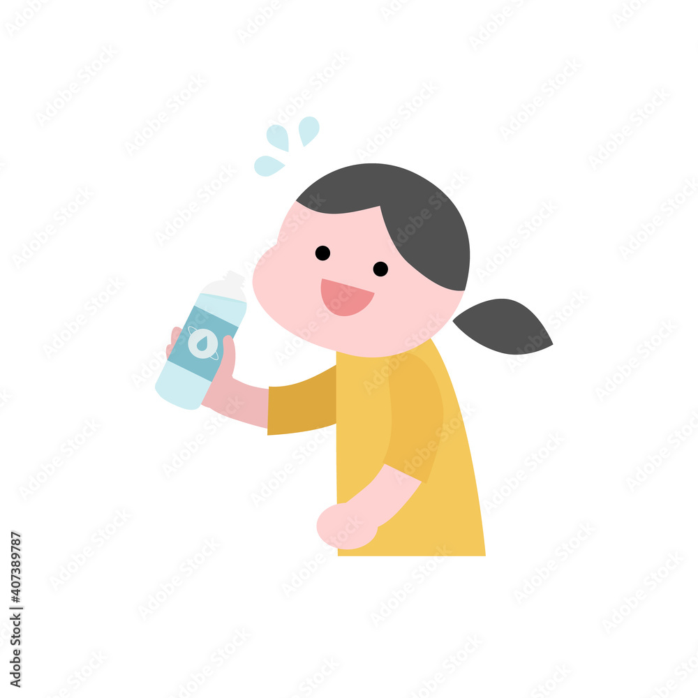 汗をかいてペットボトルで水分補給をするイラスト素材 Stock Vector Adobe Stock