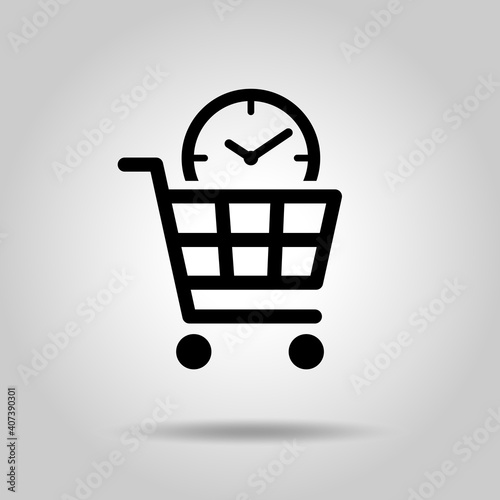 時計と買い物かご　時間アイコン