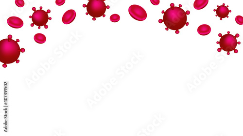 Illustration of coronavirus and blood cells.Medical background