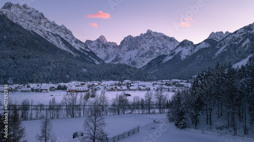 Kranjska gora at winter with snow in Slovenia, Gorenjska. © 24K-Production
