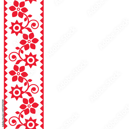 Polish retro floral  folk art vector greeting card design inspired by traditional highlanders embroidery Lachy Sadeckie
	 photo