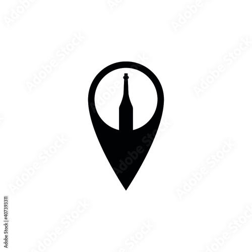 alcohol shop map label icon on white background, vector symbol