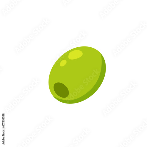 Olive. Green ingredients. Raw vegetable. Flat cartoon illustration