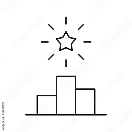 thin line black logo like simple star up. concept of company growth prediction or personal mission on white background color editable