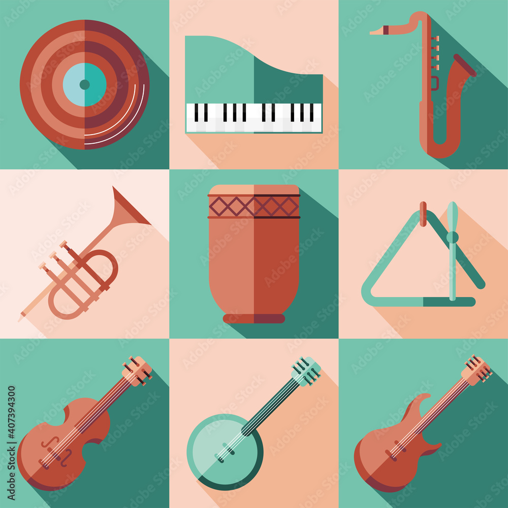 music instruments icon collection vector design music instruments icon collection vector design