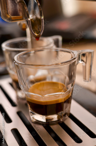 pouring a glass of espresso