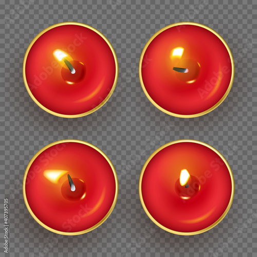 Red tea candle set top view