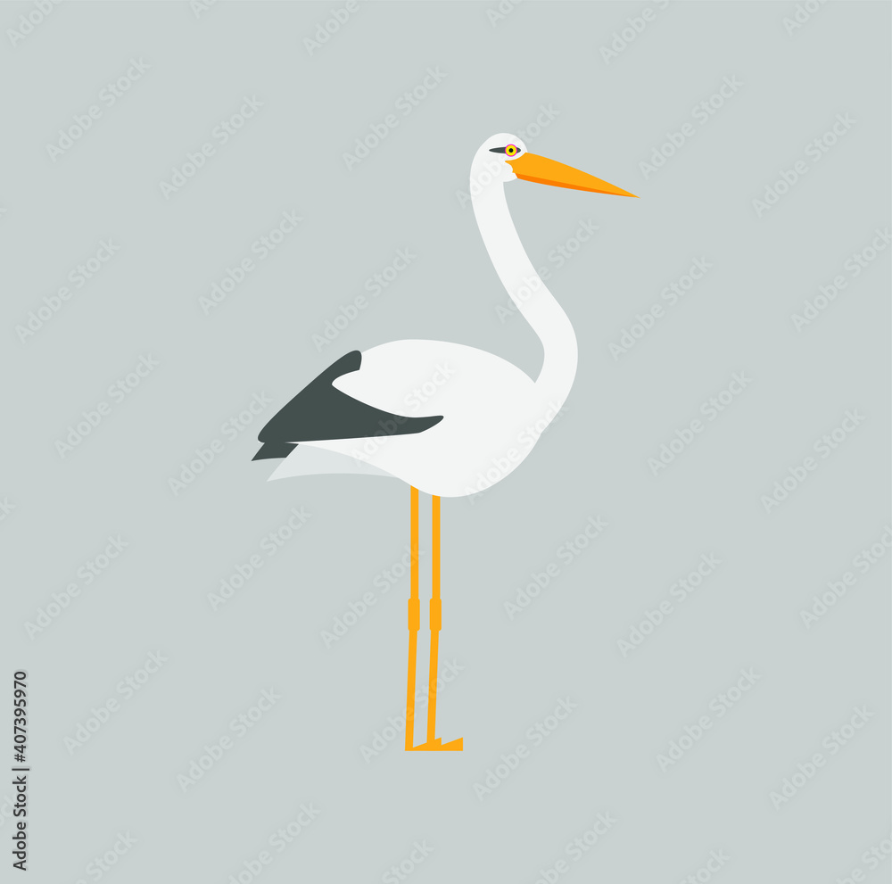 childish illustration, of stork on white background childish illustration, of stork on white background