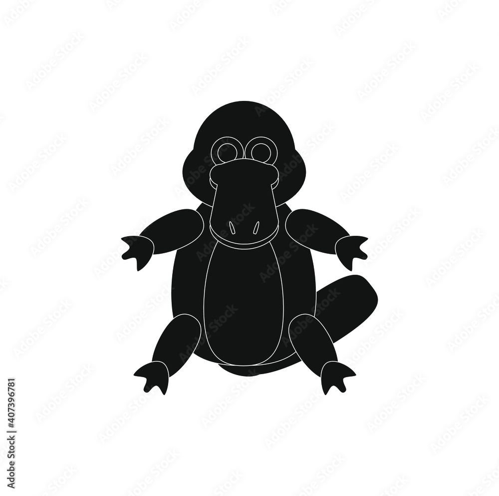 childish illustration of platypus on white background childish illustration of platypus on white background
