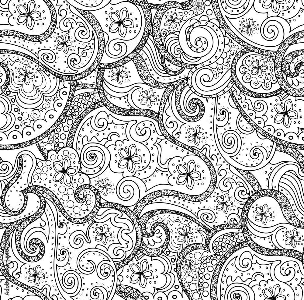 Abstract vector decorative seamless pattern with handwritten figured lines, beautiful floral ornament Abstract vector decorative seamless pattern with handwritten figured lines, beautiful floral ornament
