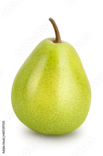 Green pear fruit isolated on white background with clipping path and full depth of field