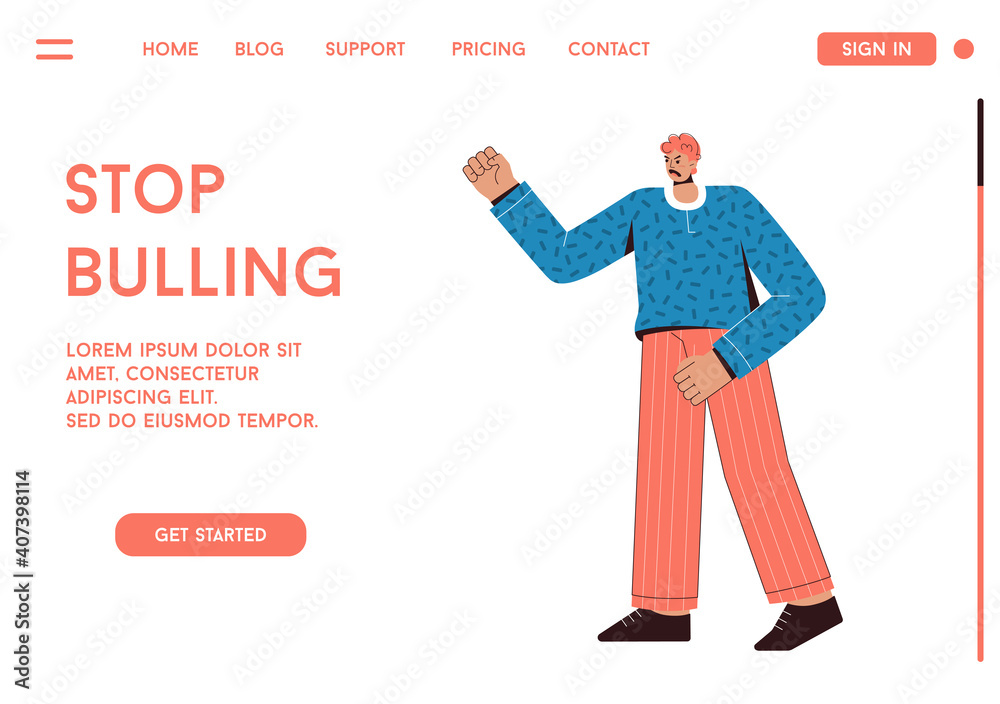 Vector landing page of Stop Bullying concept Vector landing page of Stop Bullying concept