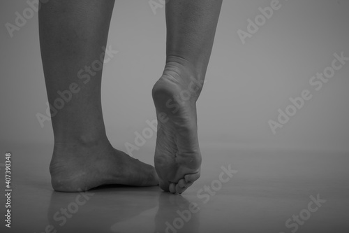 Female feet in black and white