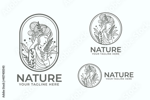 woman nature logo template