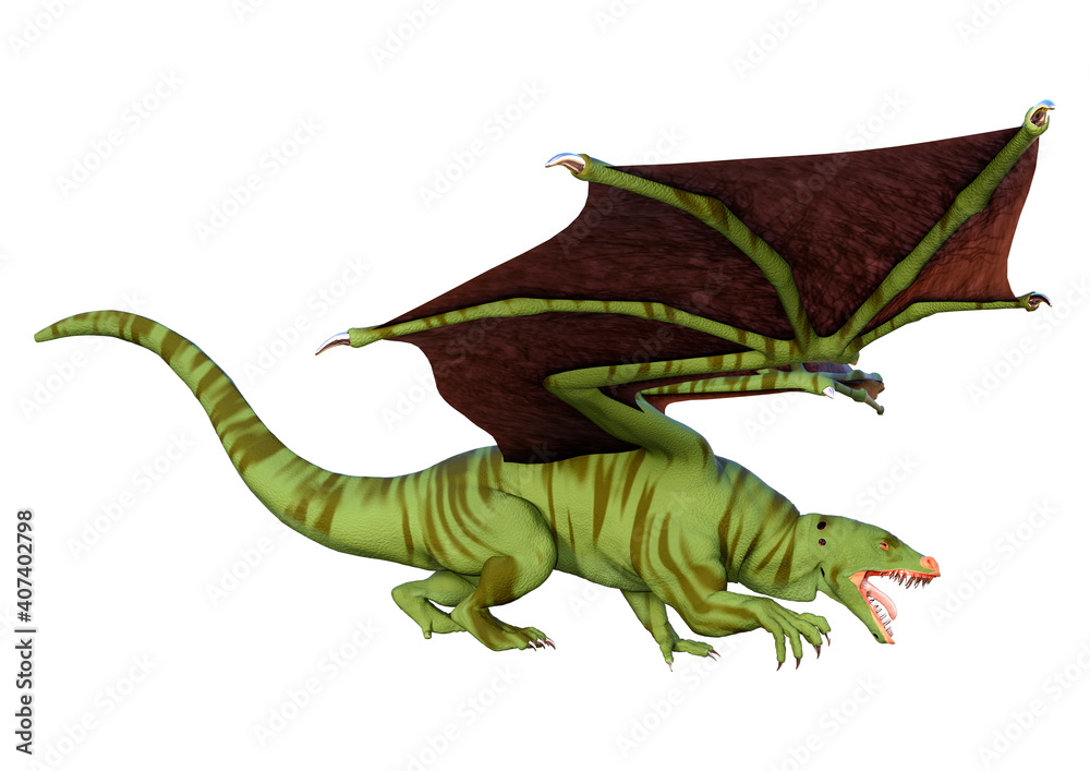 Fototapeta premium 3D Rendering Fairy Tale Dragon on White