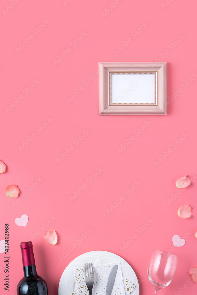 Plate with gift and rose petals for Valentine's Day special meal concept. Plate with gift and rose petals for Valentine's Day special meal concept.