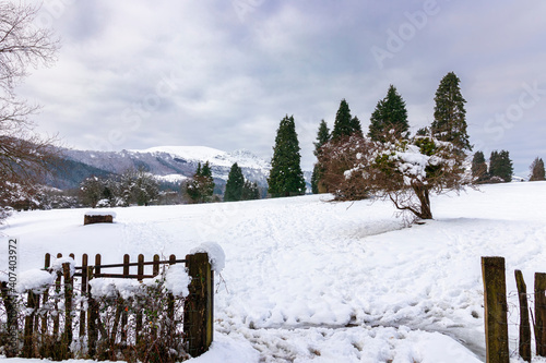 snowy landscape in the basque coountry photo