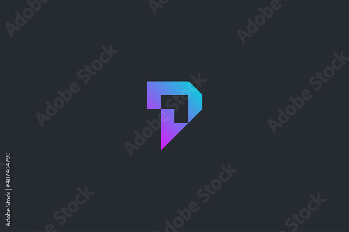 Minimal Modern Technology Abstract Letter P Dark Background Logo Template