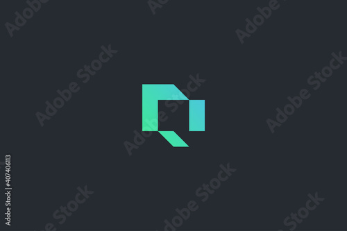 Minimal Modern Technology Abstract Letter Q Dark Background Logo Template