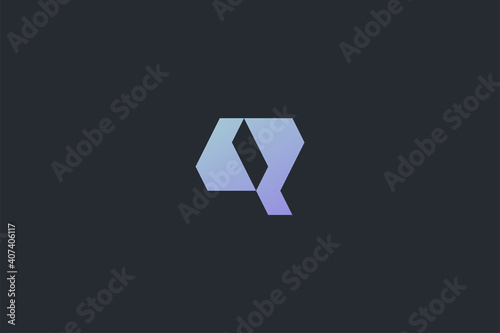 Minimal Modern Technology Abstract Letter Q Dark Background Logo Template