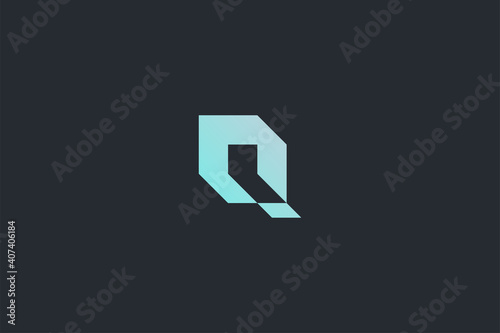 Minimal Modern Technology Abstract Letter Q Dark Background Logo Template