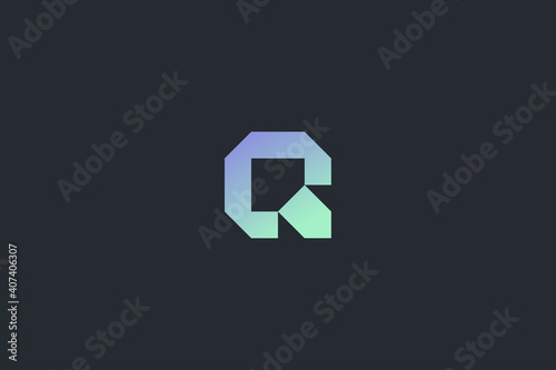 Minimal Modern Technology Abstract Letter Q Dark Background Logo Template