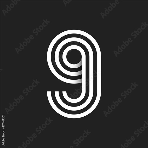 Number 9 logo with black and white background
