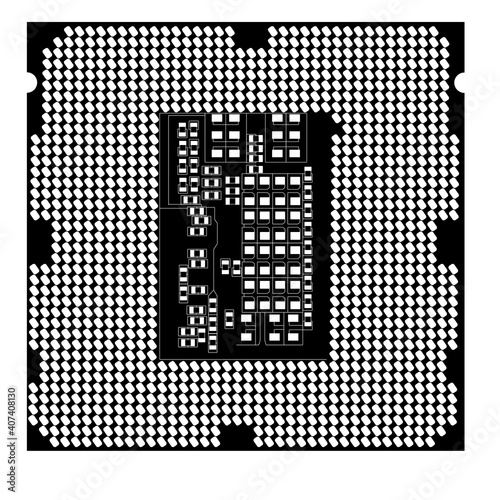 black and white cpu processor chip detail clip art preview