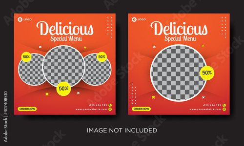 Flyer or Social Media Post Template Themed Food With Simple and looks Modern Concept and Bundle Set