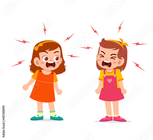 little girl fight and argue with her friend