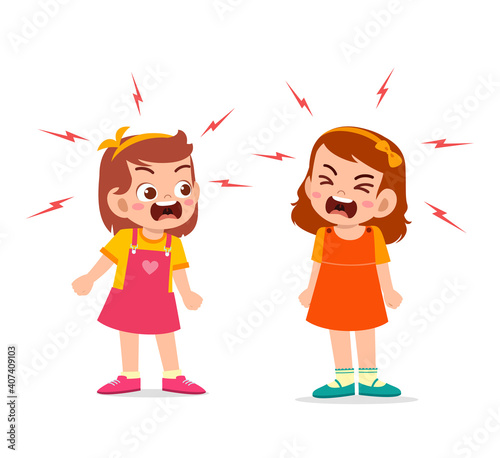 little girl fight and argue with her friend