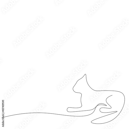 Fototapeta Naklejka Na Ścianę i Meble -  Cat continuous line drawing on white background, vector illustration