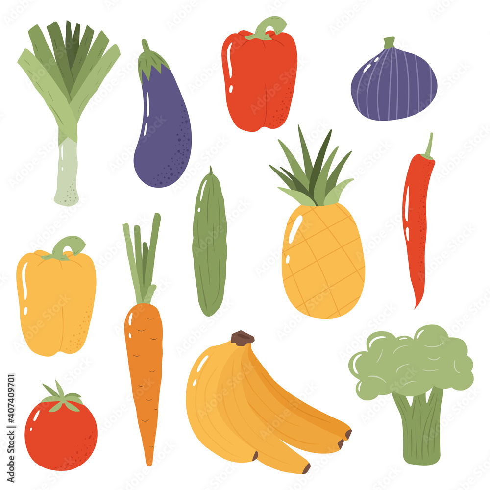 Fresh fruits and vegetables. Healthy vegan diet. Fresh fruits and vegetables. Healthy vegan diet.