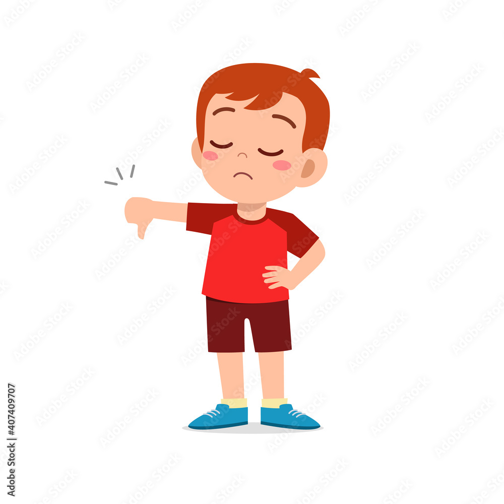 little boy show disagreement with thumb down gesture little boy show disagreement with thumb down gesture