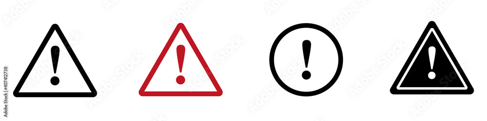 Caution warning signs. Exclamation danger sign. Warnings, attention sumbol. Triangle warning flat style - stock vector. Caution warning signs. Exclamation danger sign. Warnings, attention sumbol. Triangle warning flat style - stock vector.