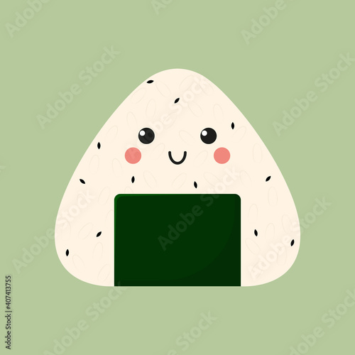 Cute onigiri (Rice balls).Vector illustration.