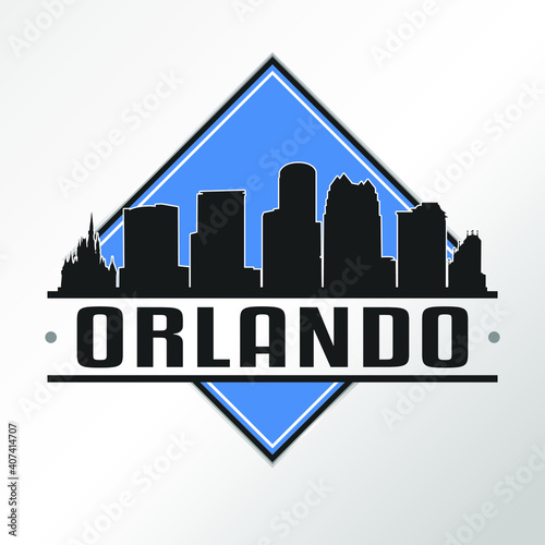 Orlando Florida Skyline Logo. Adventure Landscape Design. Vector Illustration Cut File.