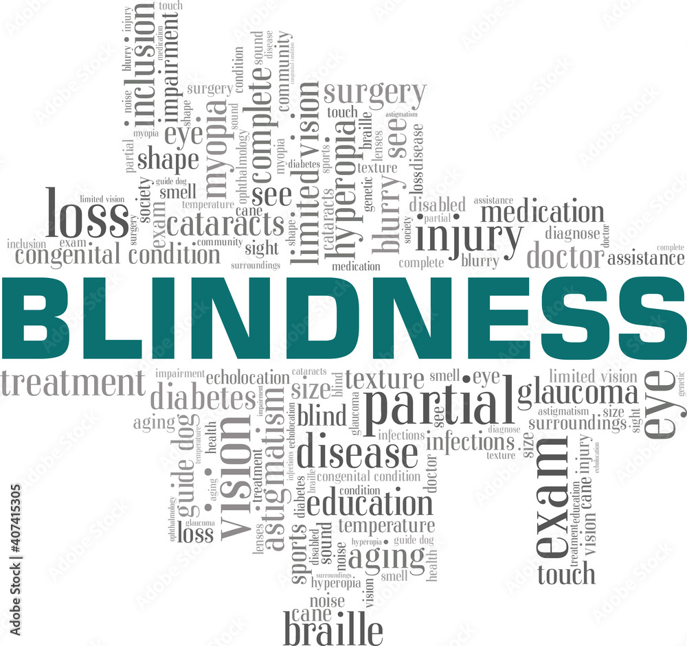 Blindness vector illustration word cloud isolated on a white background. Blindness vector illustration word cloud isolated on a white background.