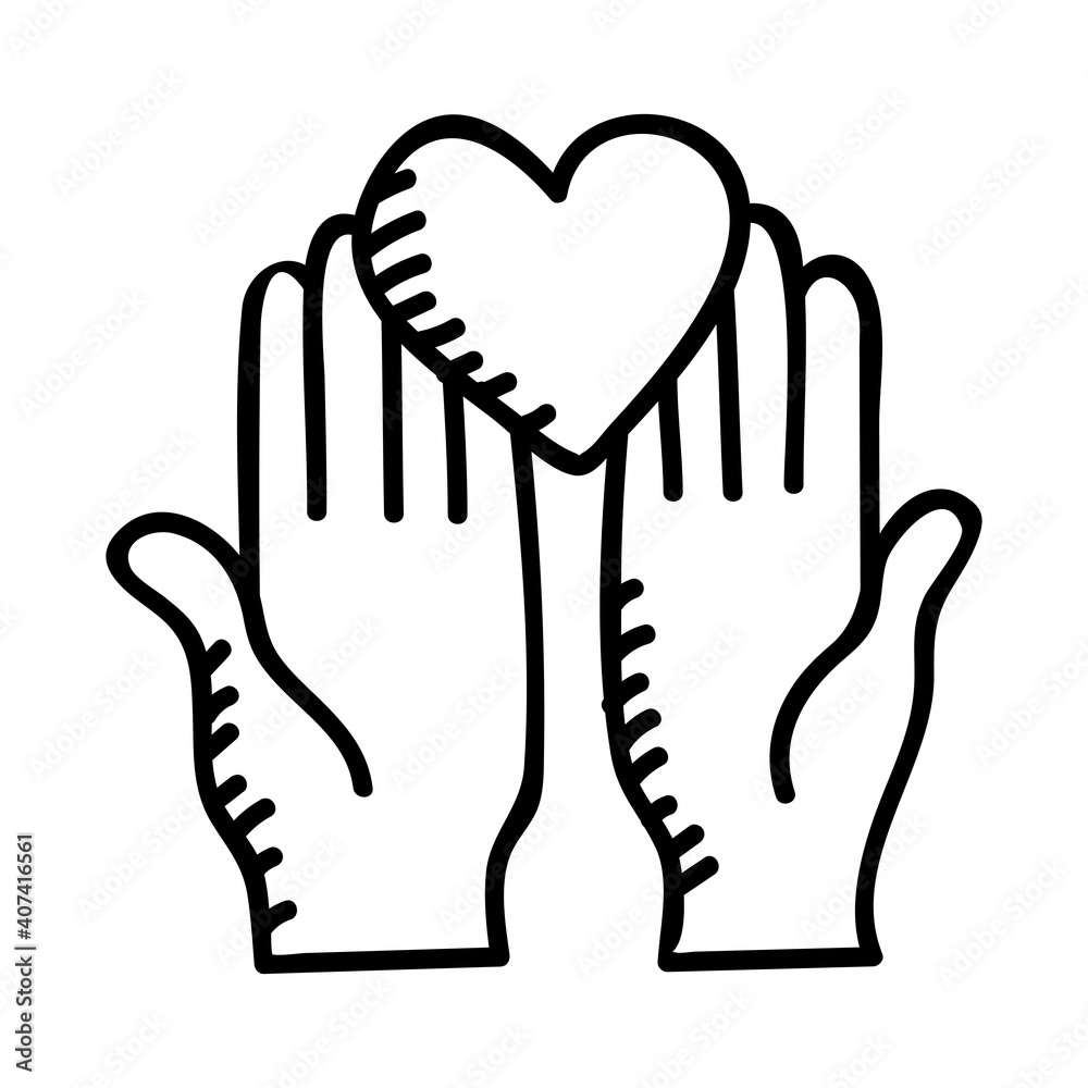 Obraz premium Mothers Day Hand Of Love Hand Drawn Icon. Vector Design Illustration Sign.