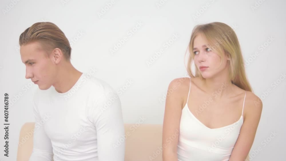 A young man is offended by his girlfriend A young man is offended by his girlfriend