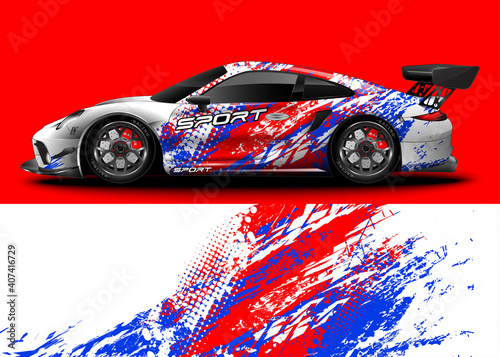 Abstract background racing sport car for wrap decal sticker design and vehicle livery