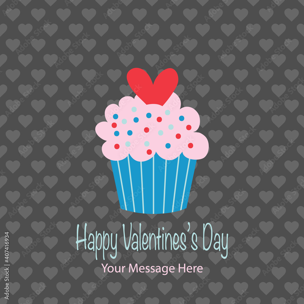 Valentine Day Cupcake Vector Card Background