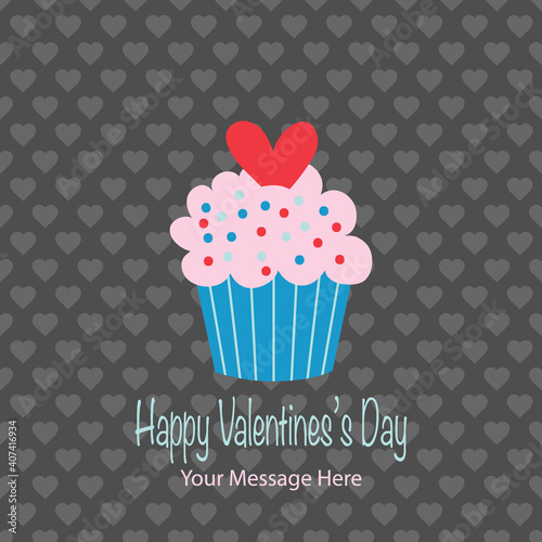 Valentine Day Cupcake Vector Card Background