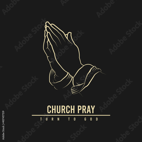 church pray logo design, hand illustration design