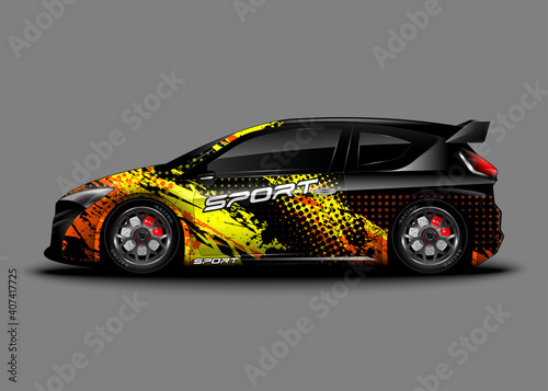 Abstract background racing sport car for wrap decal sticker design and vehicle livery