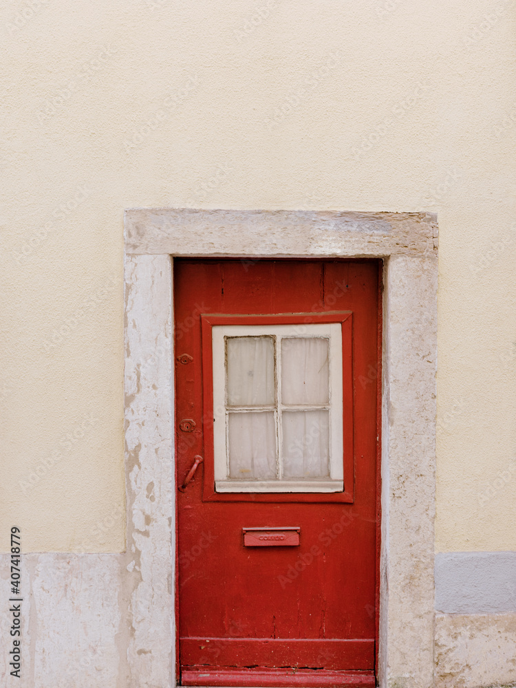 Old Red Door | Lisbon Portugal Architecture | Pastel Tones Old Red Door | Lisbon Portugal Architecture | Pastel Tones