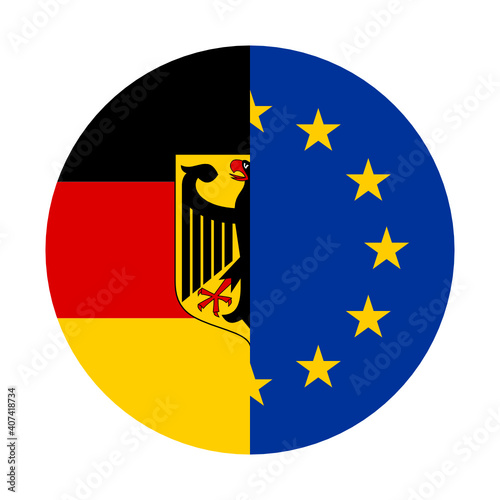 round icon with germany and europe flags	
