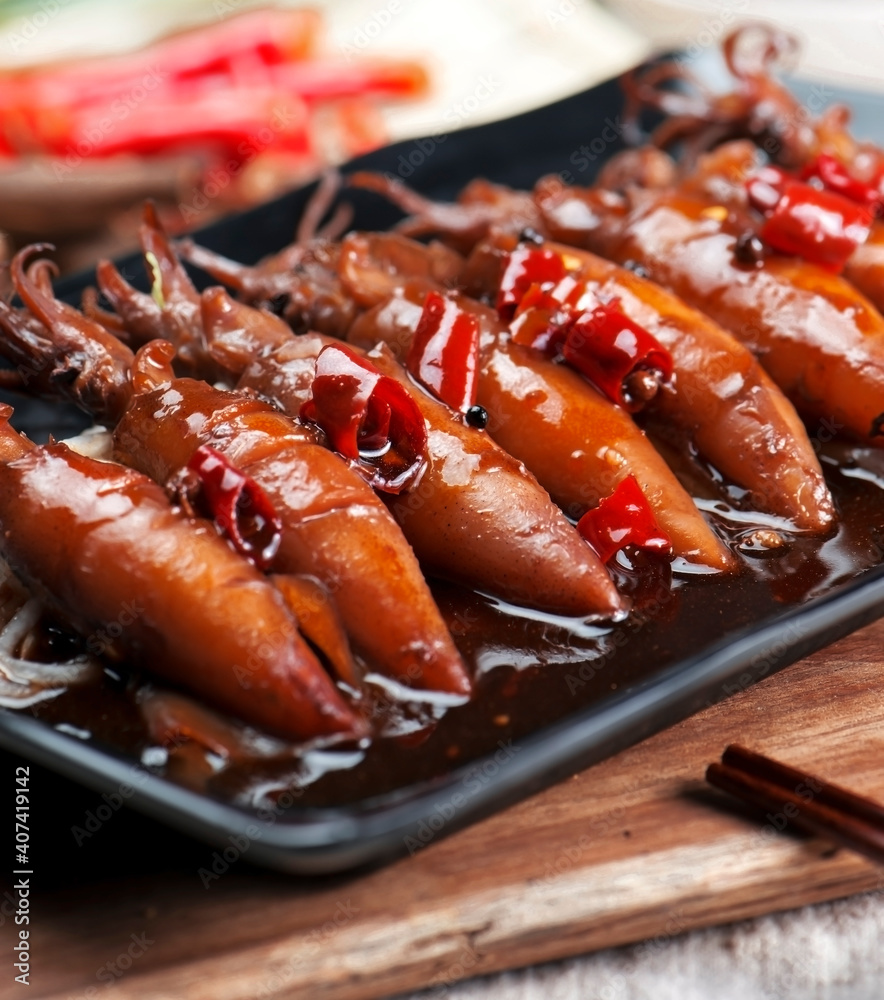 Asian cuisine braised squid
